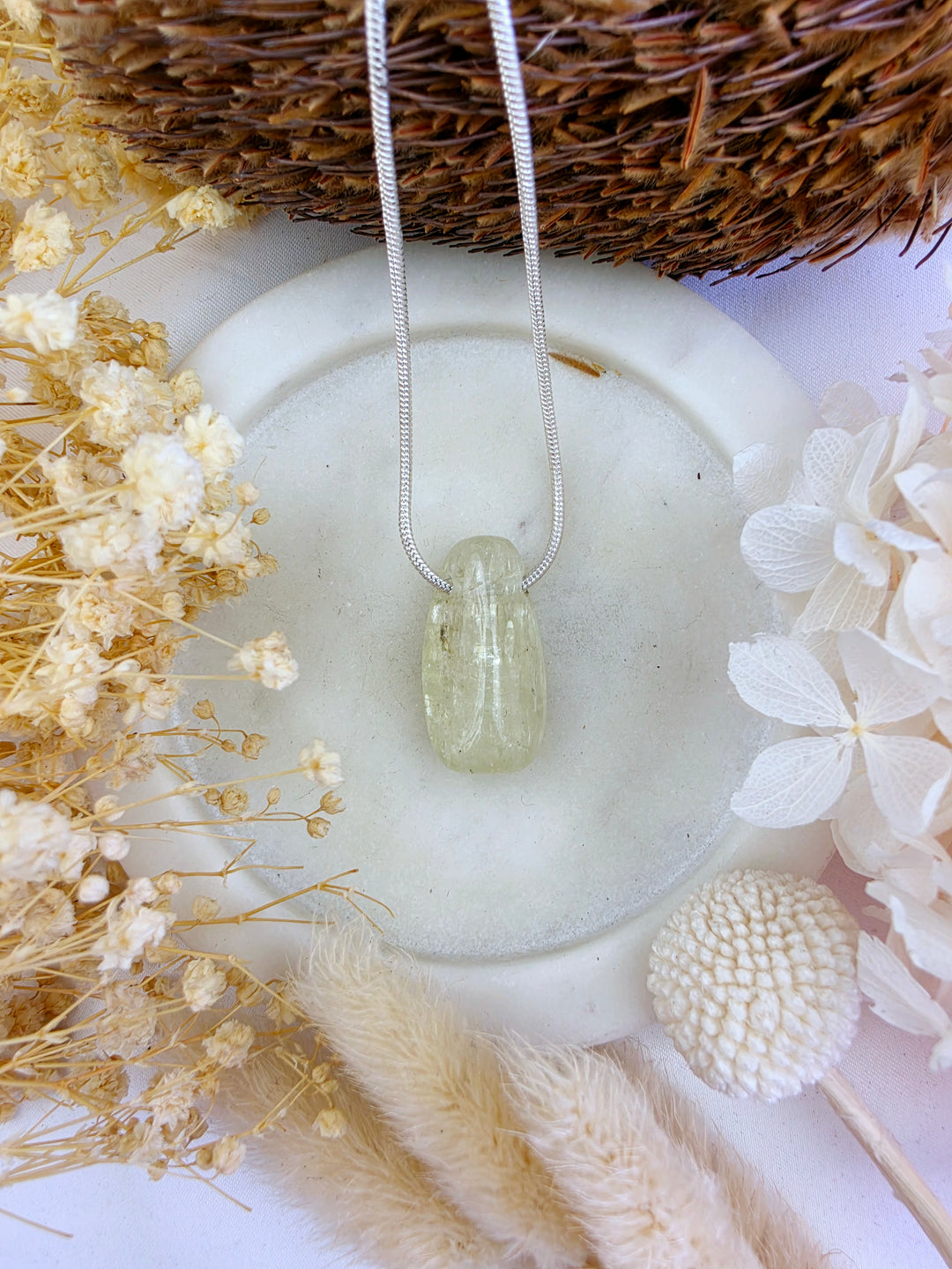 Green Kunzite (Hiddenite) Pendant