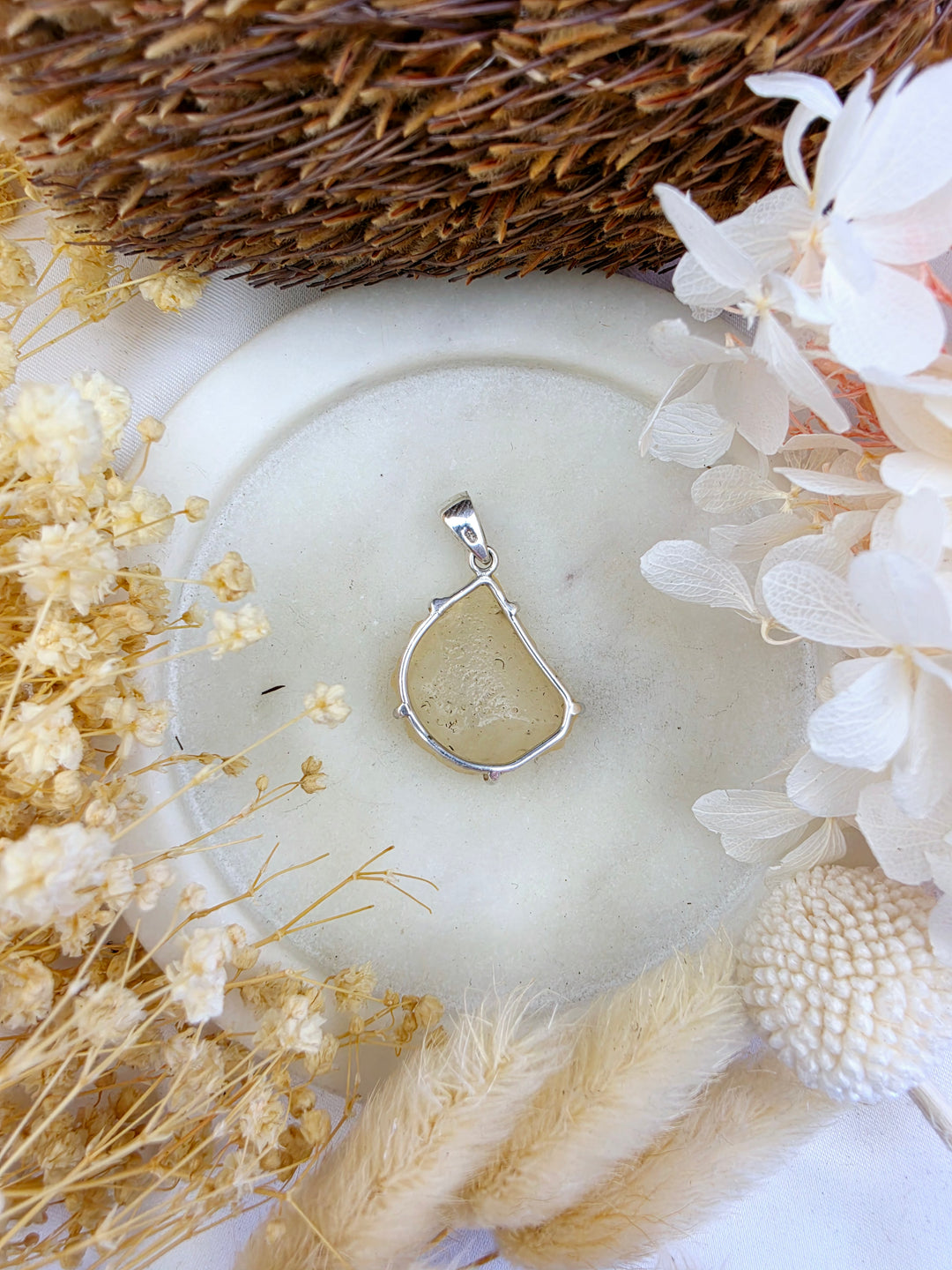 Libyan Desert Glass Silver Pendant — Written in the Stars