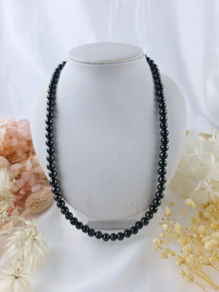 Shungite 6mm Round Bead Necklace 18"