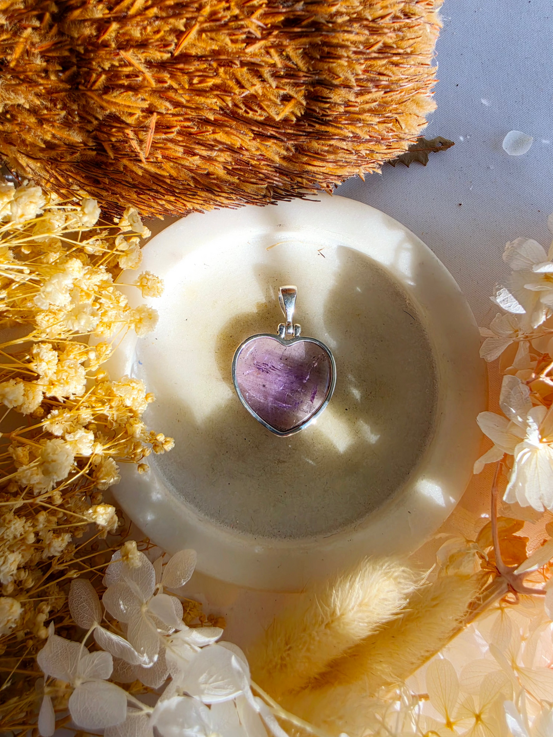 Amethyst Heart Silver Pendant