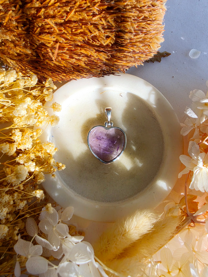 Amethyst Heart Silver Pendant