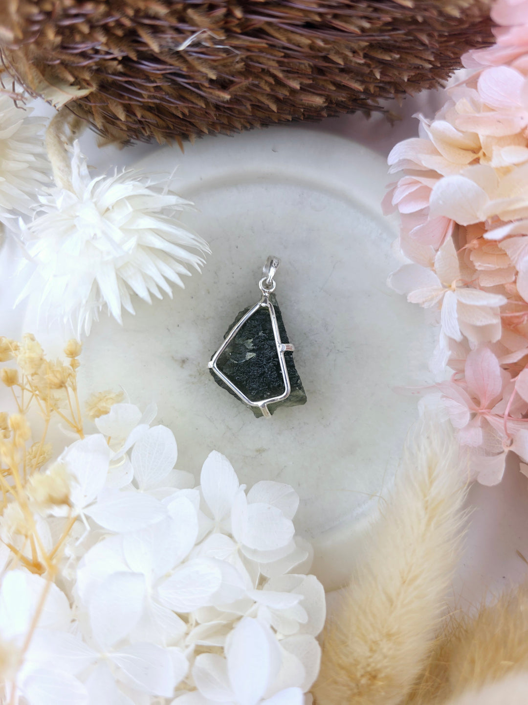 Moldavite Silver Pendant