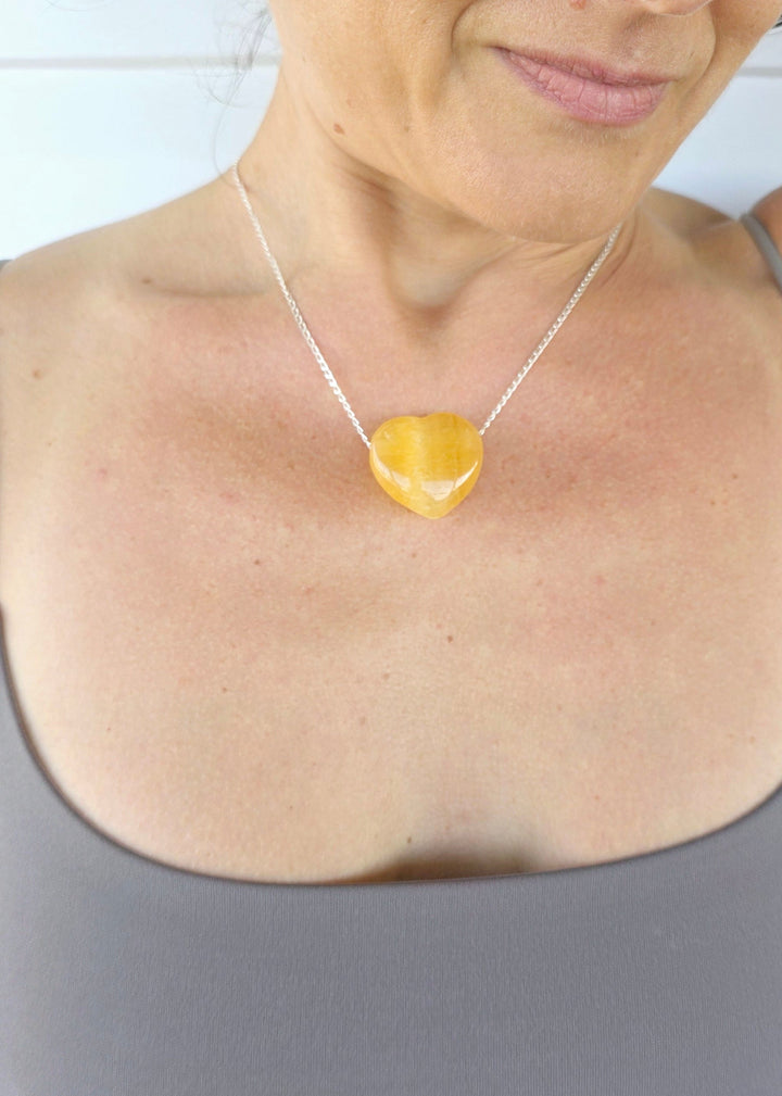 Orange Calcite Heart Pendant