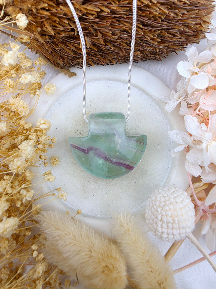 Rainbow Fluorite Temple Pendant