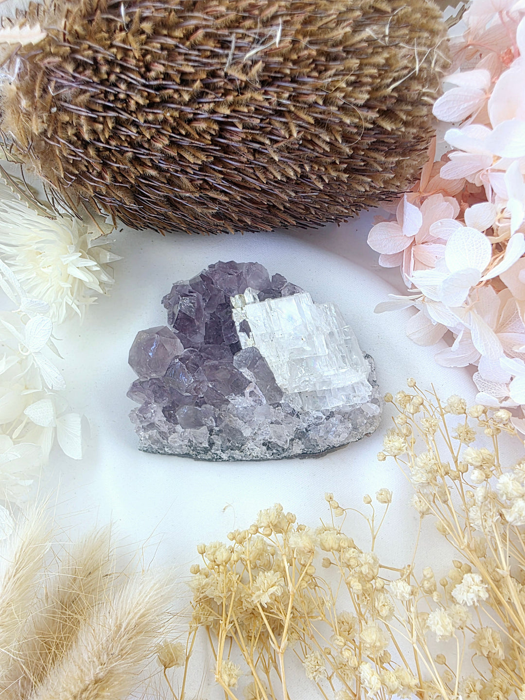 Amethyst with Calcite Cluster