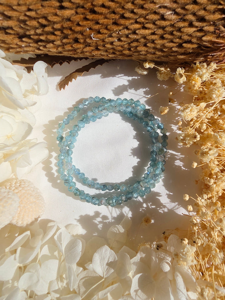 Blue Green Apatite Faceted Bracelet - 4mm