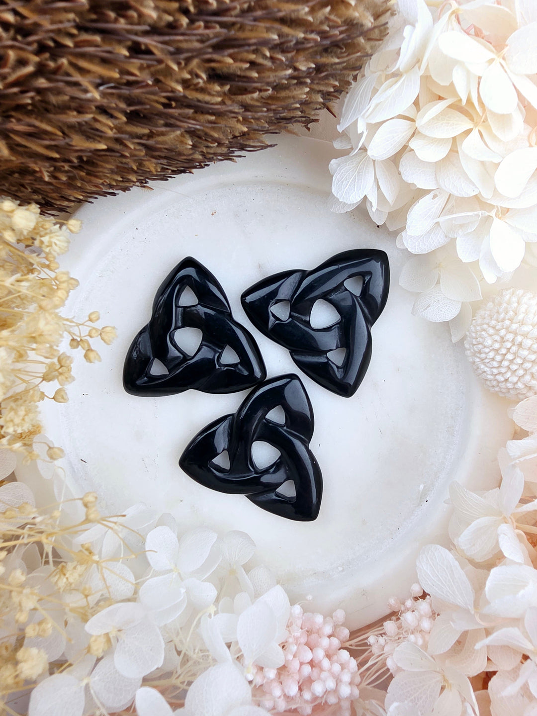 Obsidian Trinity Celtic Knot Pendant