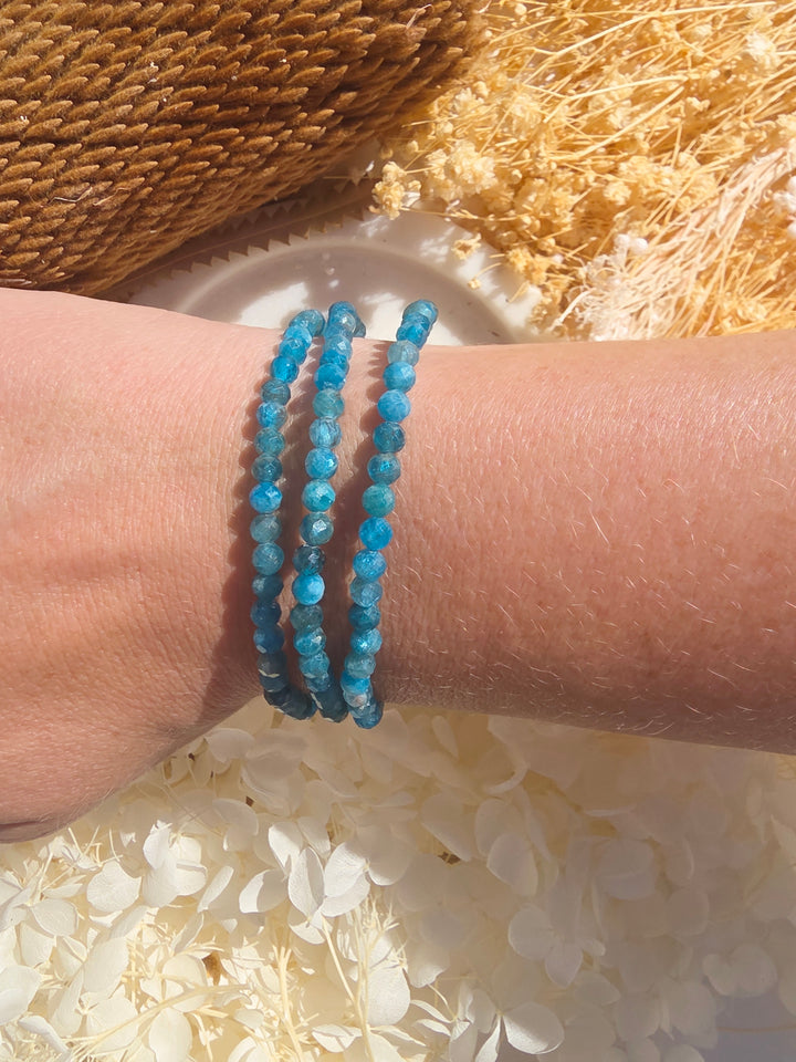 Blue Apatite Faceted Bracelet - 4mm