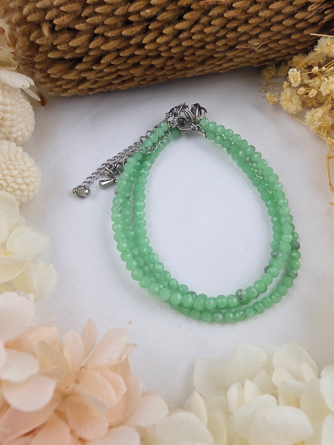Green Aventurine Faceted Bracelet - 4mm (Adjustable Chain)