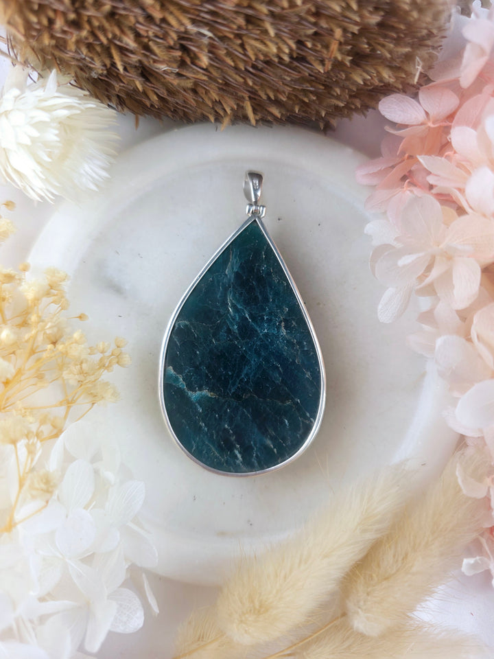 Blue Apatite Isis Silver Pendant