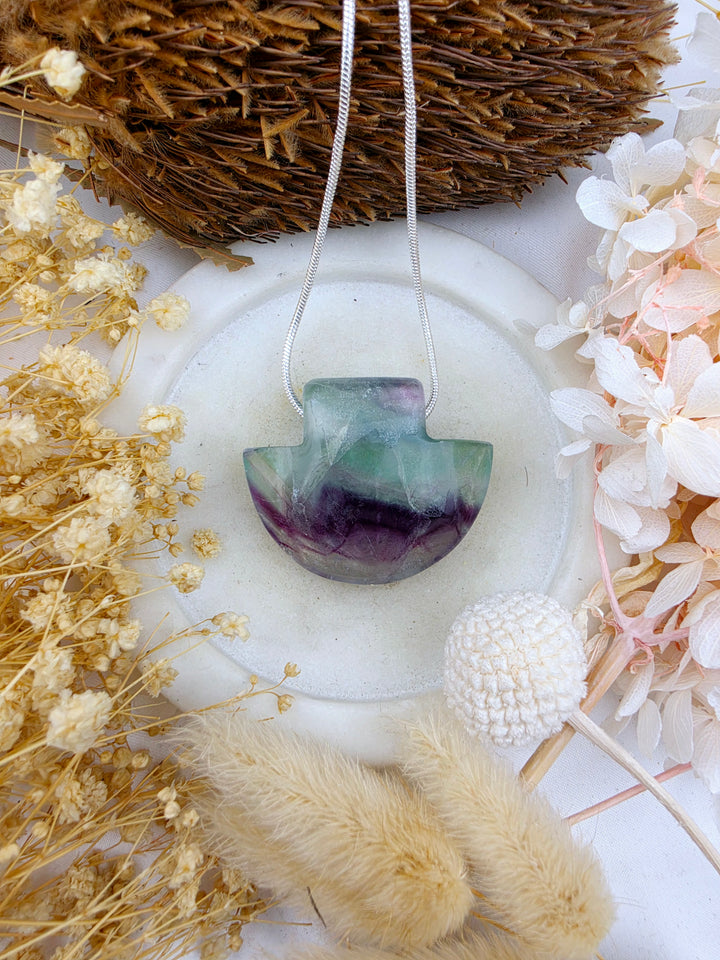 Rainbow Fluorite Temple Pendant