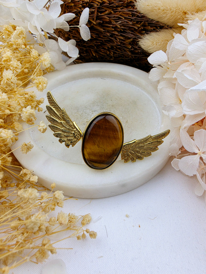 Tigers Eye Anahata Brass Ring