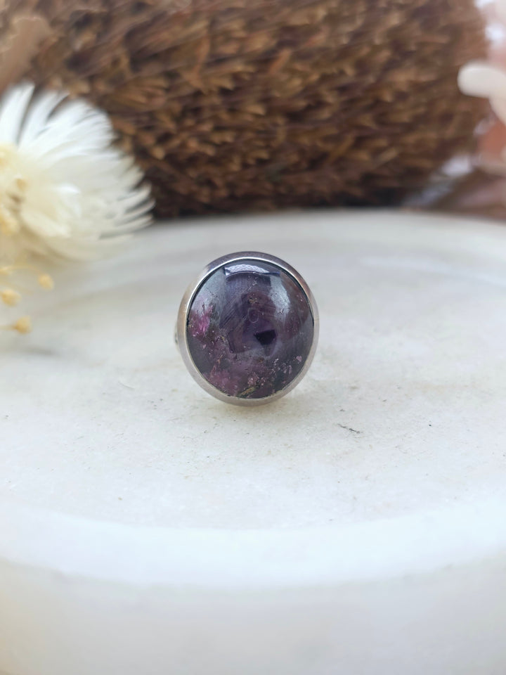 Star Ruby Silver Ring - Size 7