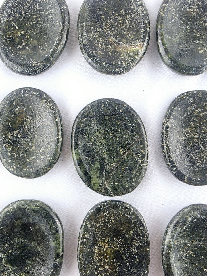Serpentine with Pyrite Worry Stone