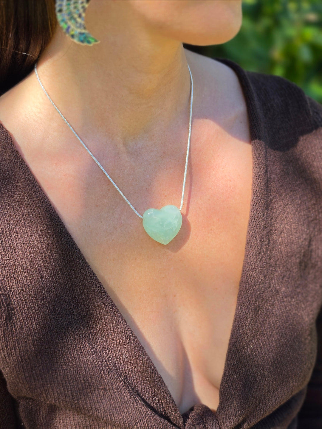 Prehnite Large Heart Pendant — Heal the Healer