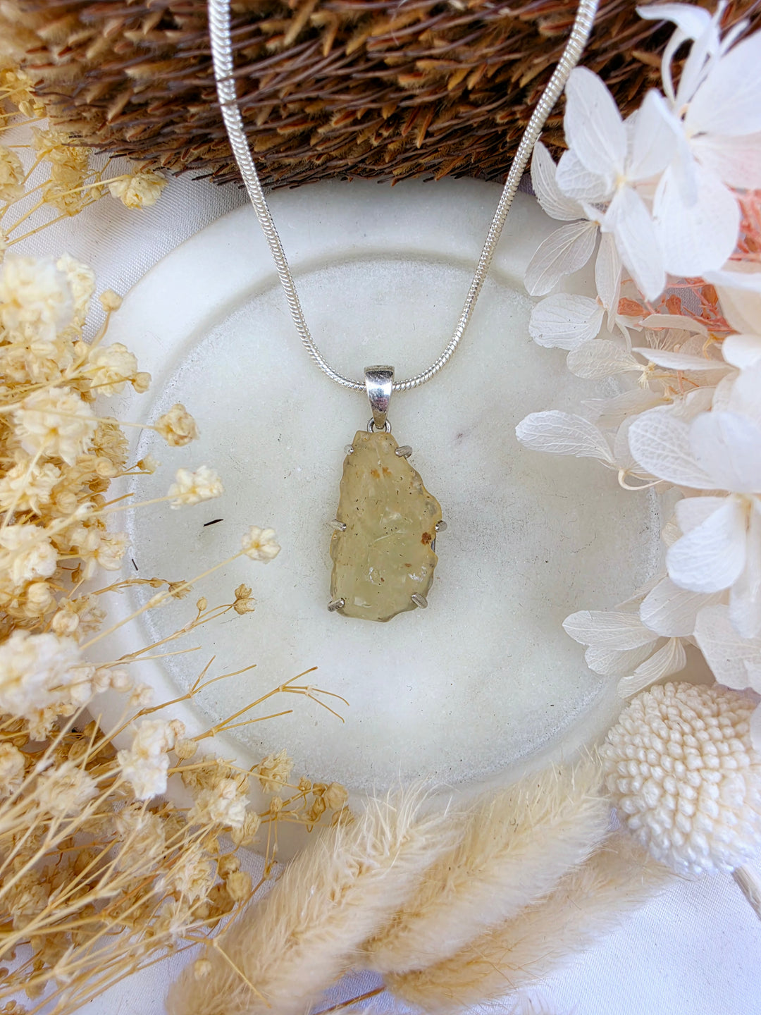 Libyan Desert Glass Silver Pendant — Written in the Stars
