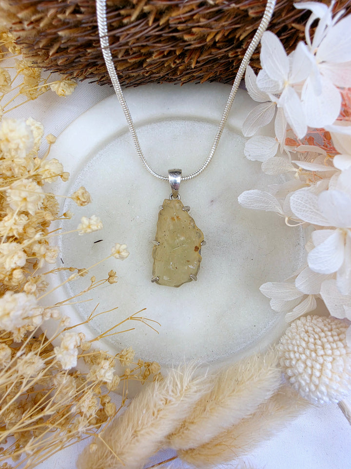 Libyan Desert Glass Silver Pendant — Written in the Stars