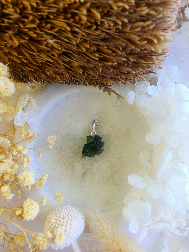 Moldavite Silver Pendant