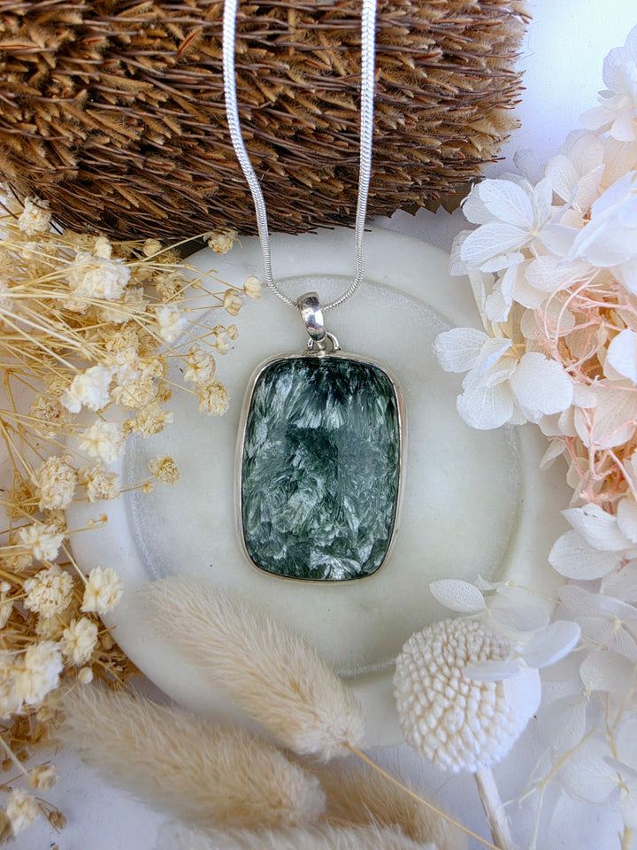 Seraphinite Silver Pendant