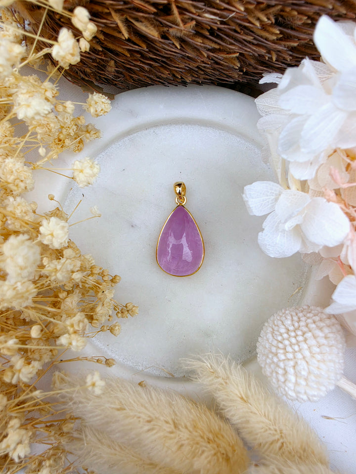 Pink Kunzite Gold Vermeil Tear Drop Pendant