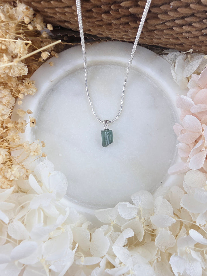 Green & Blue Tourmaline Silver Pendant — Flow & Flourish