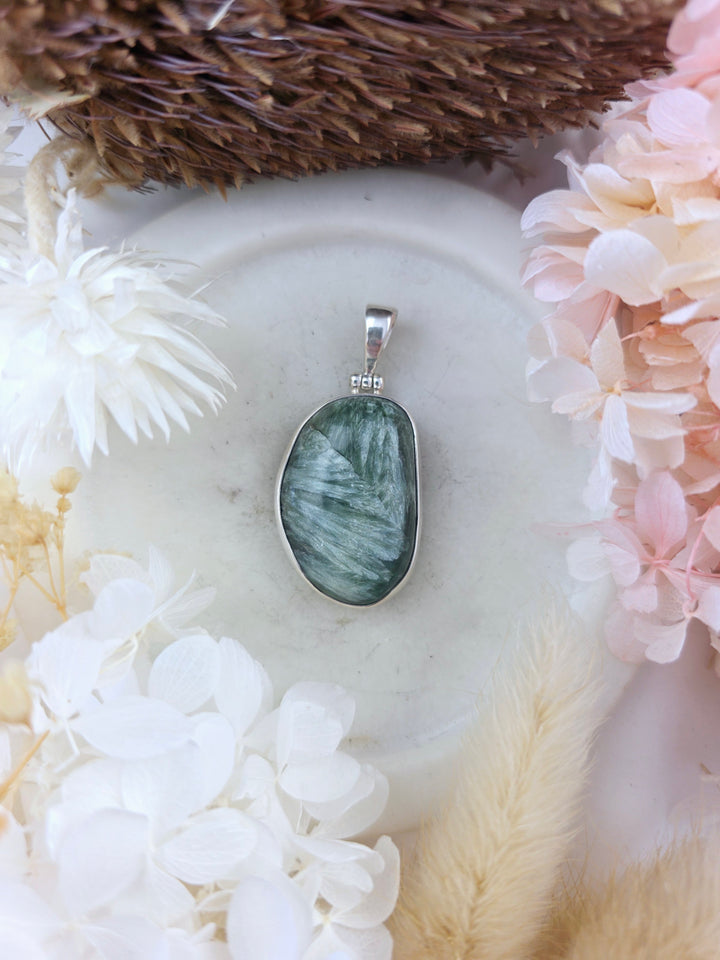 Seraphinite Silver Pendant