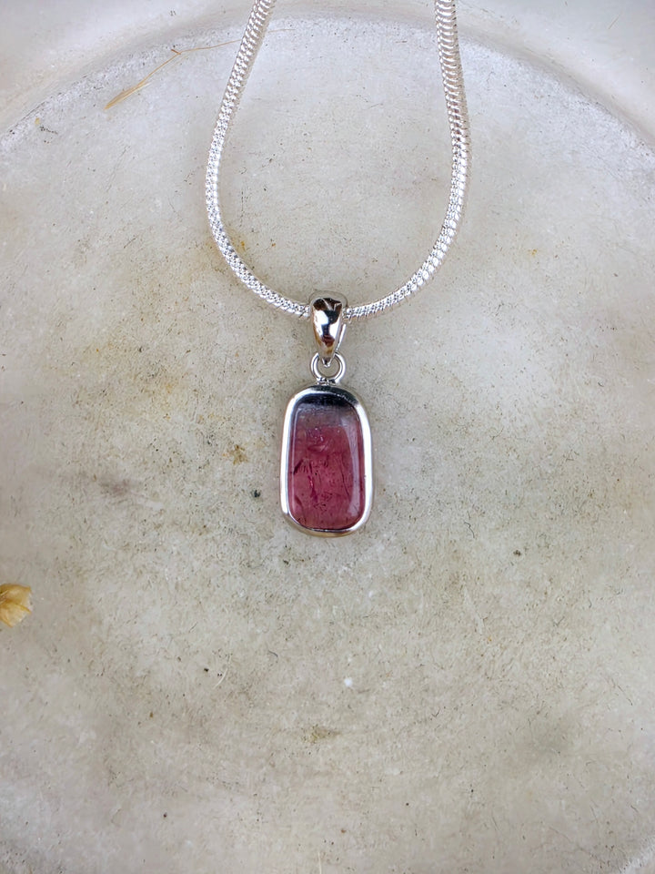 Watermelon Tourmaline Silver Pendant