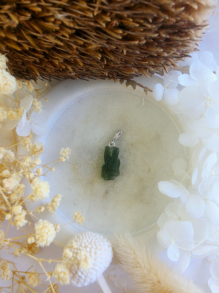 Moldavite Silver Pendant