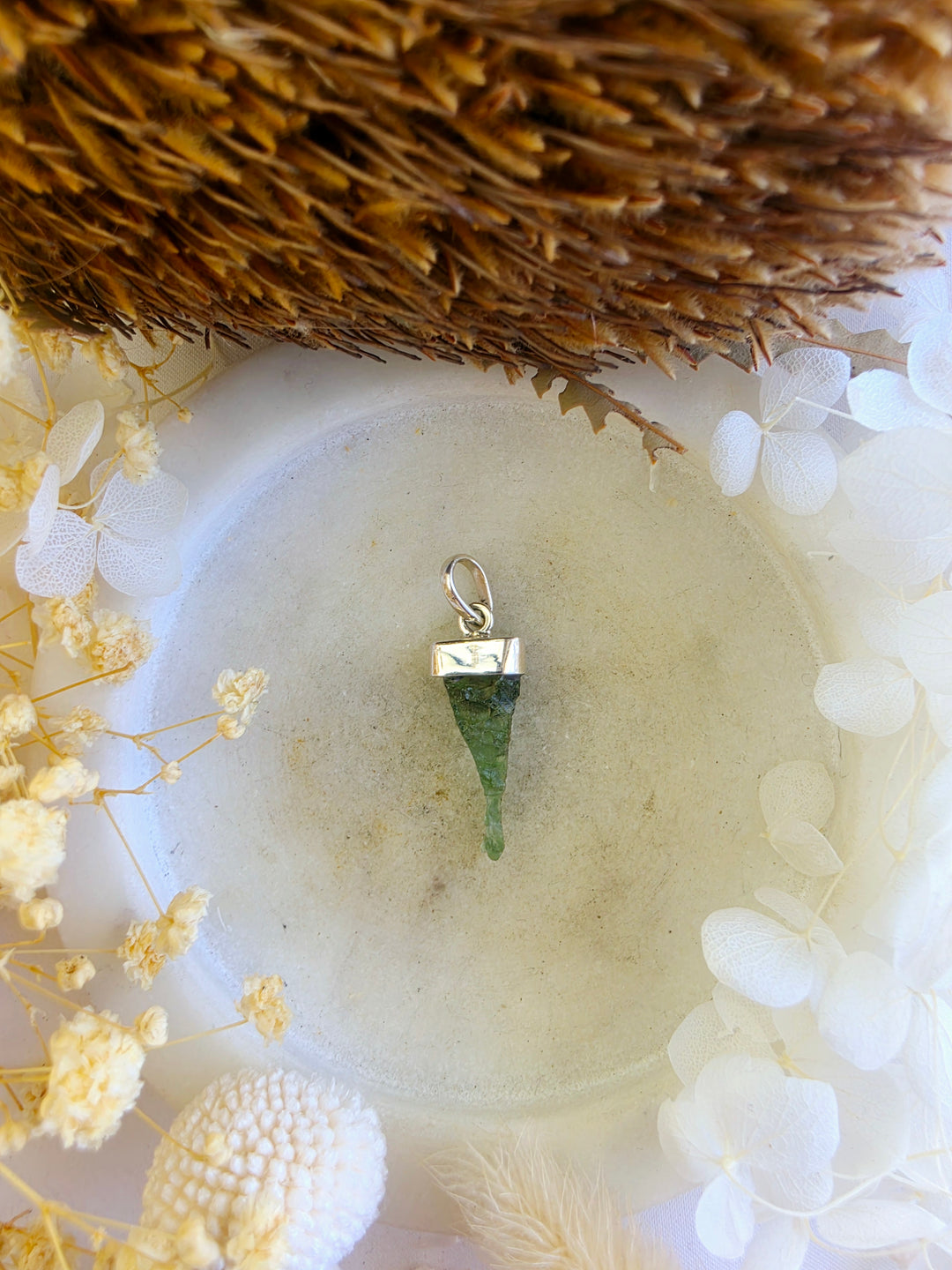Moldavite Silver Pendant