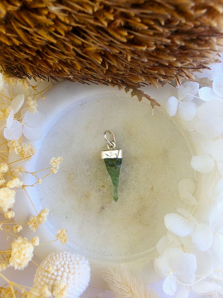 Moldavite Silver Pendant