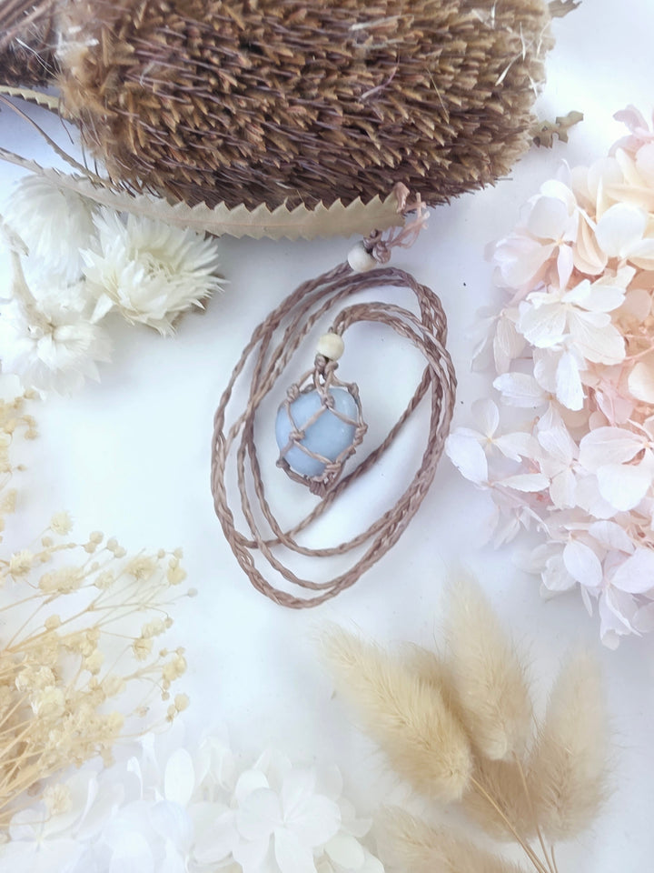 Macrame Net Crystal Holder Necklace