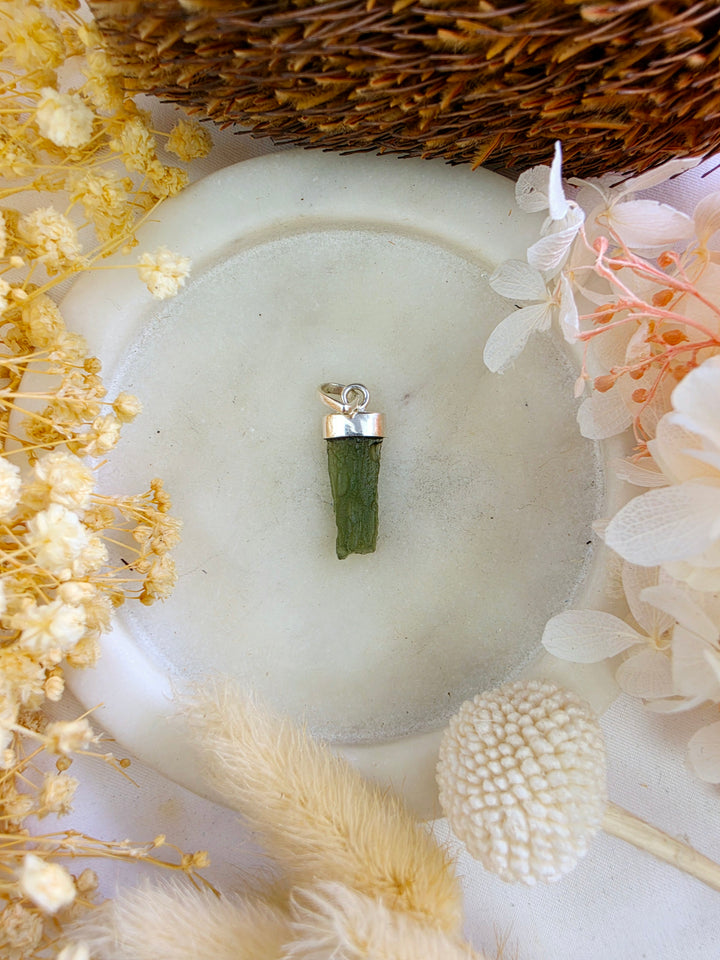 Moldavite Silver Pendant — Manifest & Transform