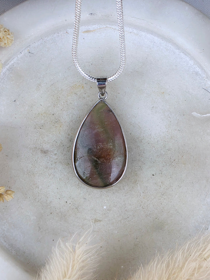 Watermelon Tourmaline Silver Pendant