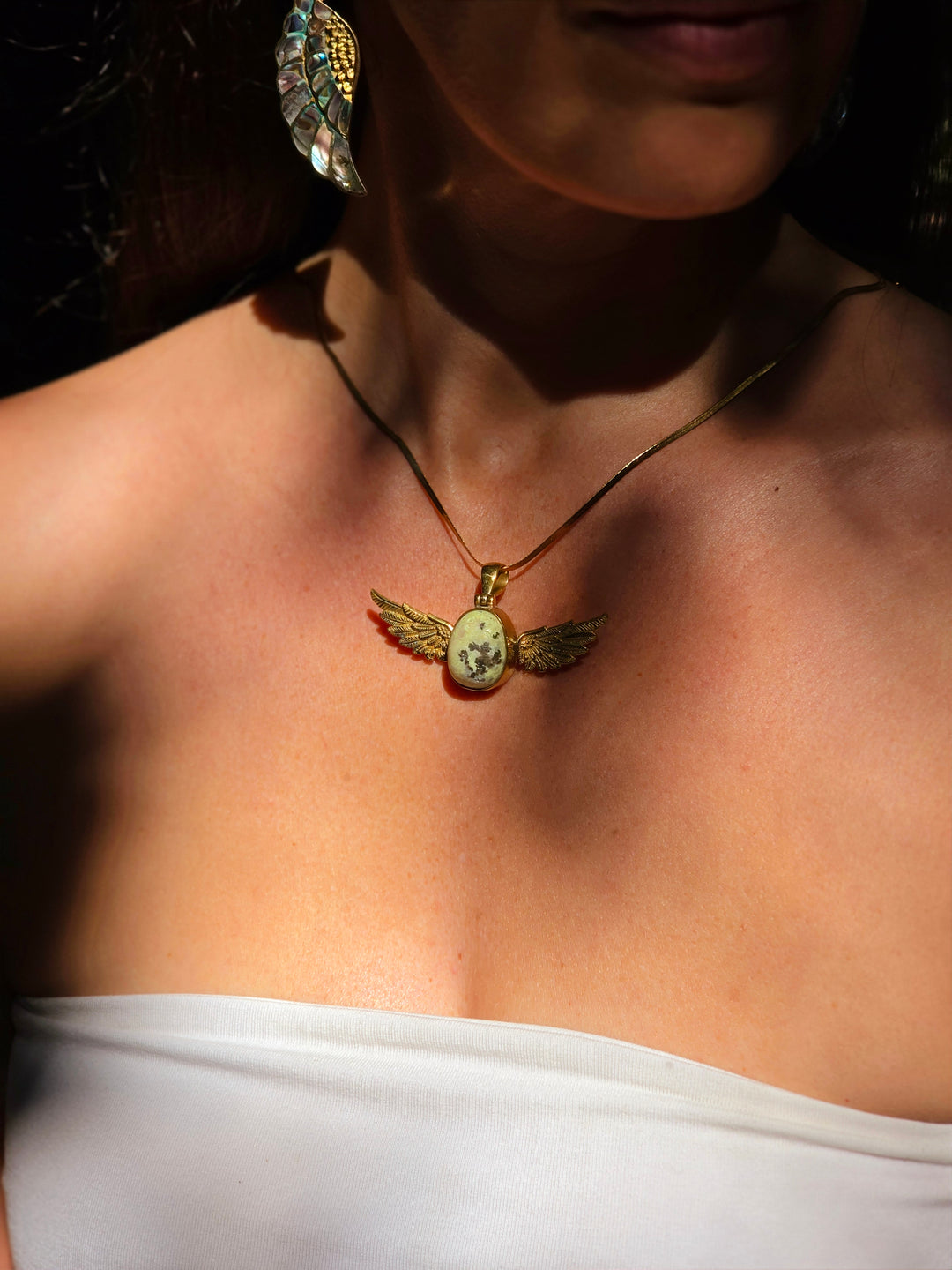 Serpentine Anahata Brass Pendant