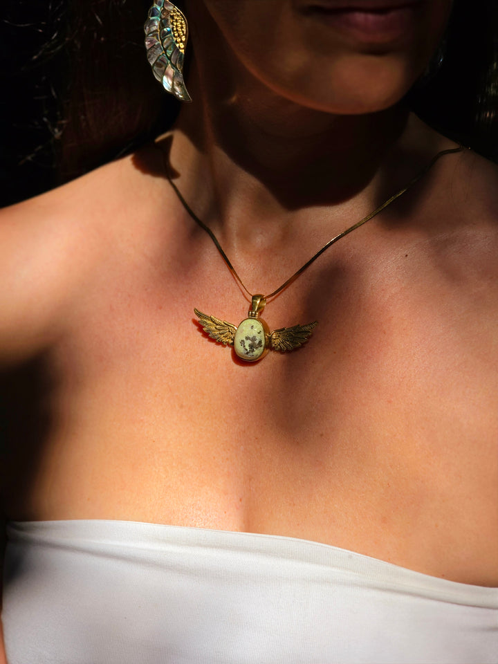 Serpentine Anahata Brass Pendant
