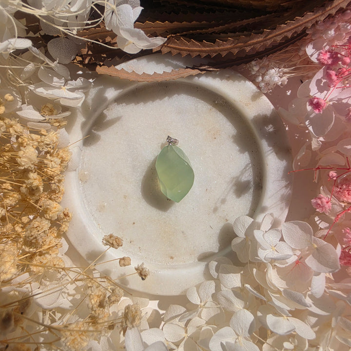 Jade Tear Drop Silver Pendant