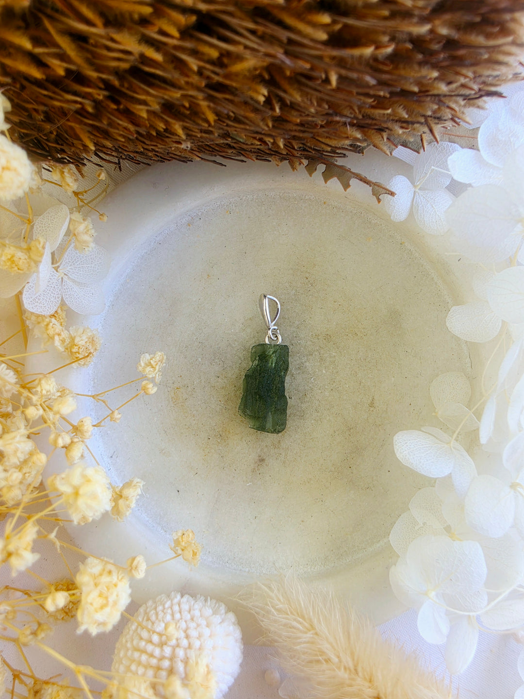 Moldavite Silver Pendant