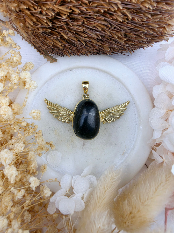 Shungite Anahata Brass Pendant