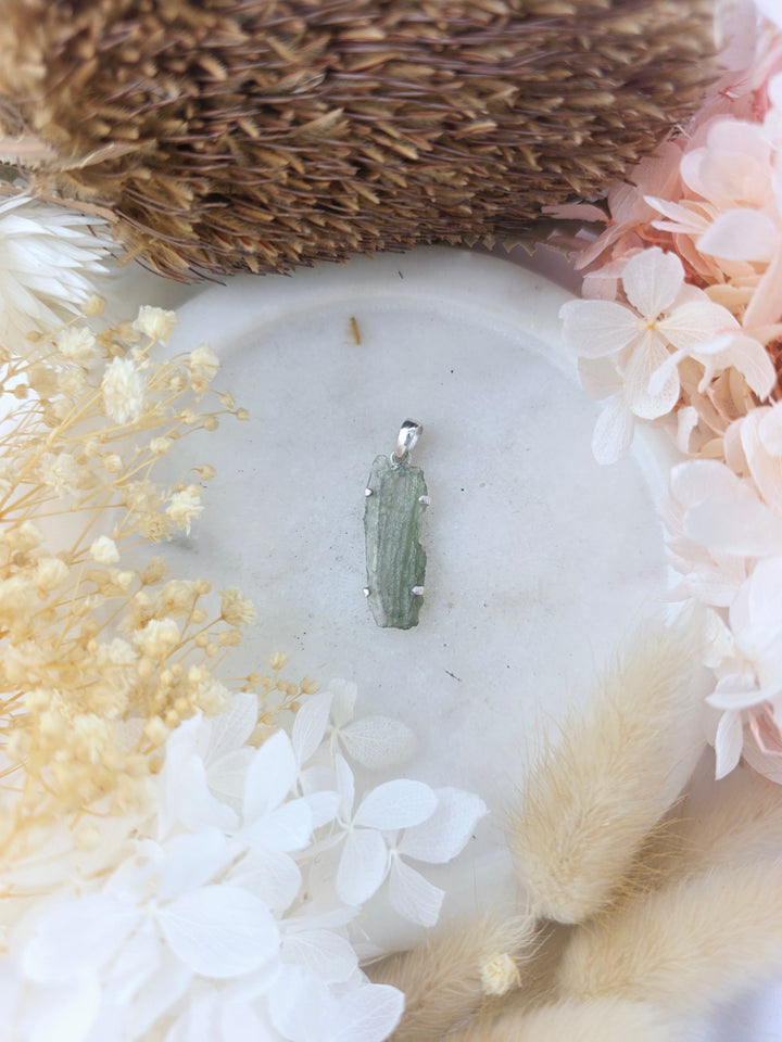 Moldavite Silver Pendant
