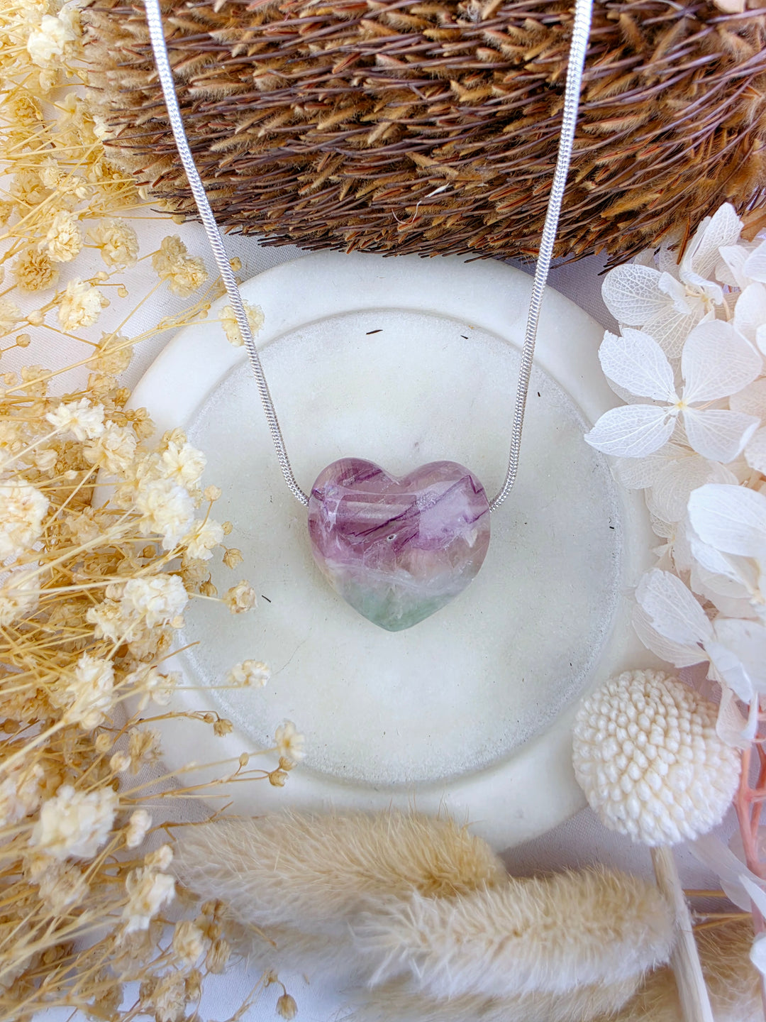 Rainbow Fluorite Heart Pendant — Dream Without Limits