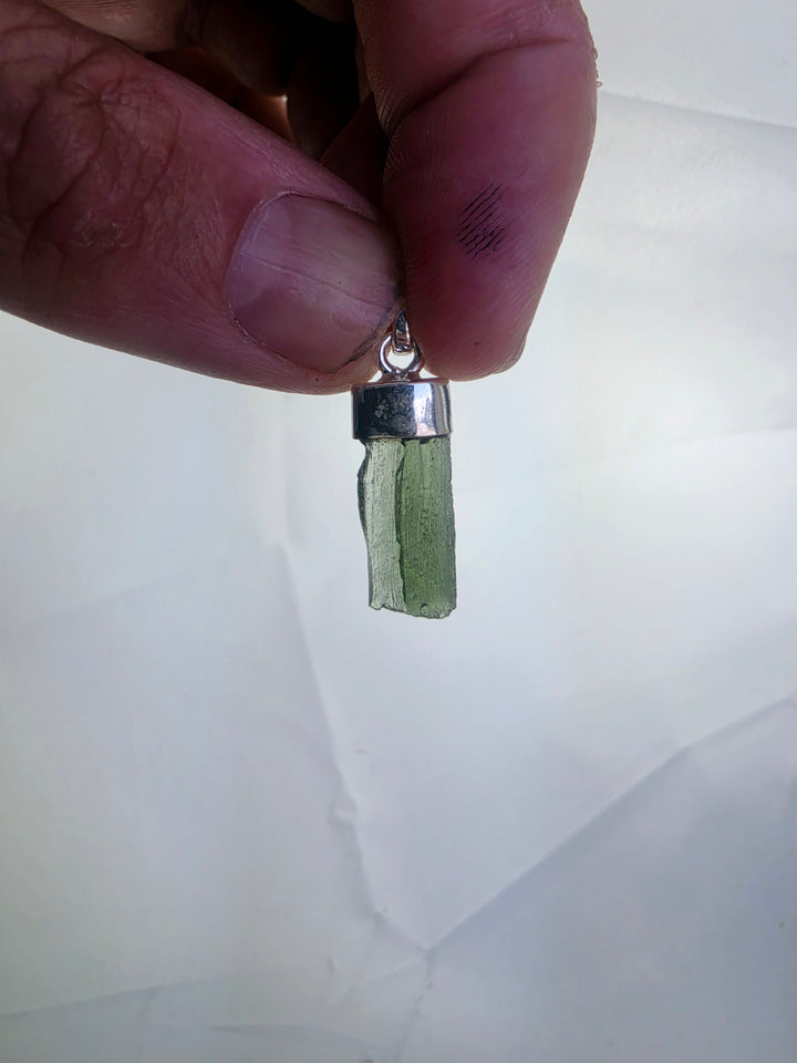 Moldavite Silver Pendant