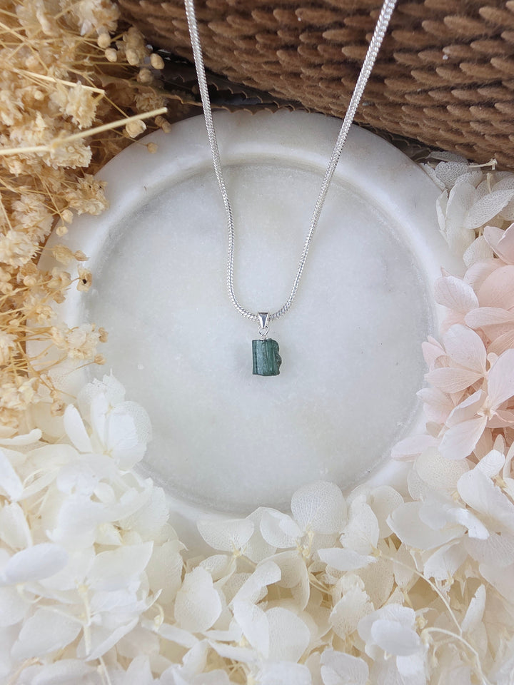 Green & Blue Tourmaline Silver Pendant — Flow & Flourish