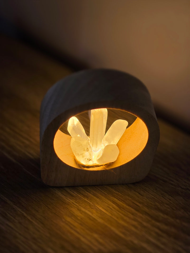 Clear Quartz Lotus Lamp