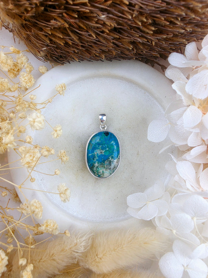 Chrysocolla Silver Pendant