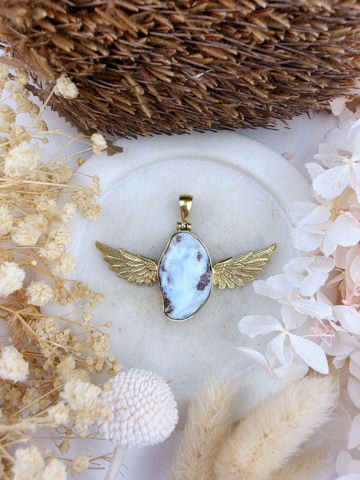 Larimar Anahata Brass Pendant