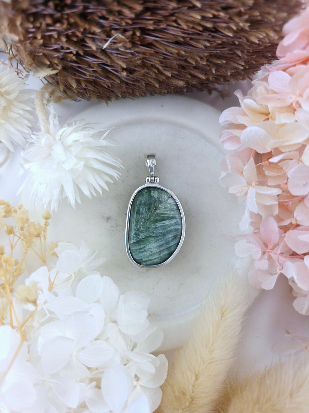 Seraphinite Silver Pendant