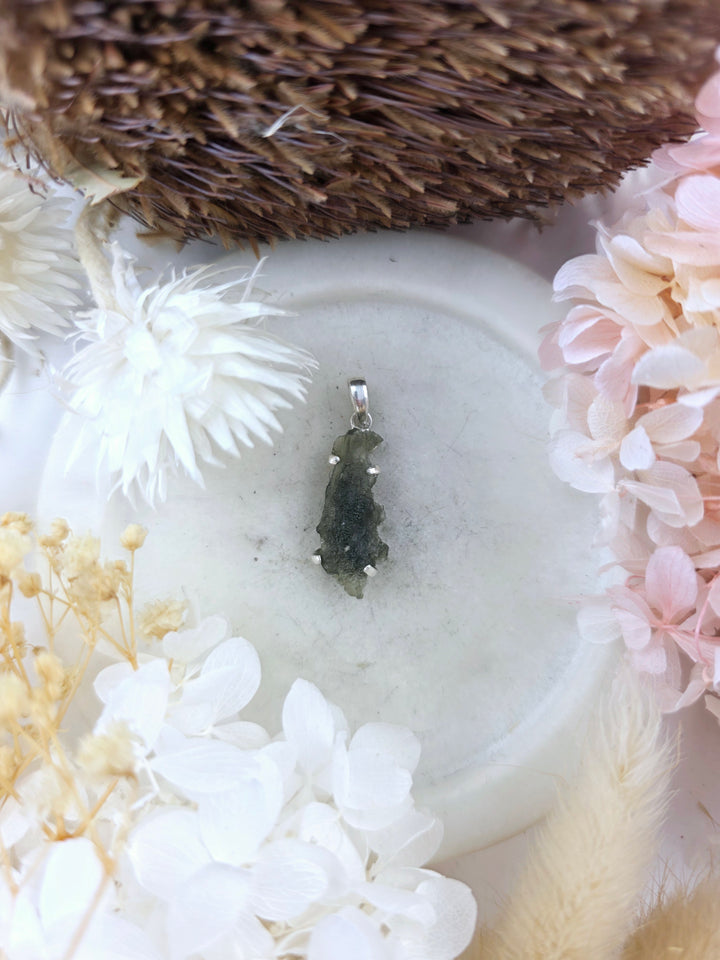 Moldavite Silver Pendant