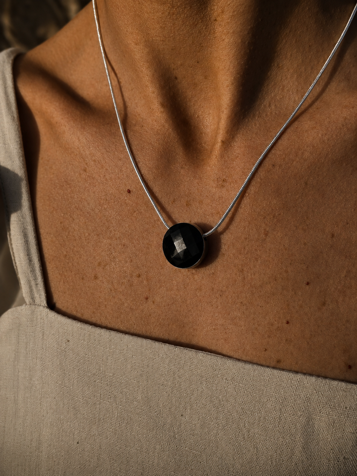 Black Obsidian Faceted Pendant
