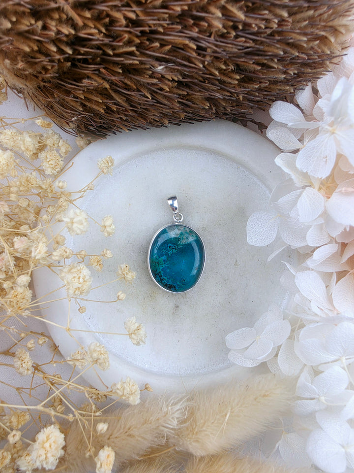 Chrysocolla Silver Pendant