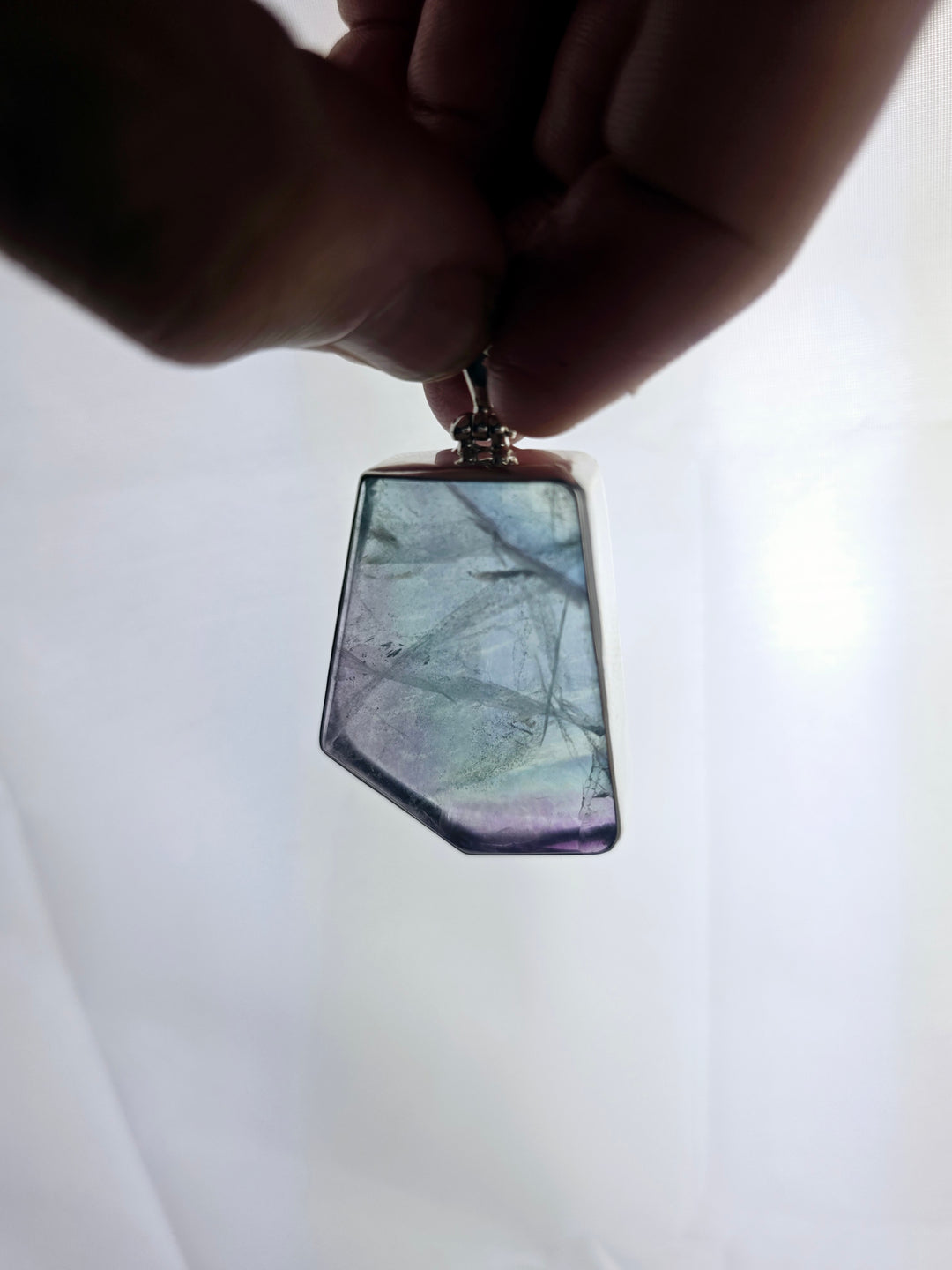 Rainbow Fluorite Silver Pendant